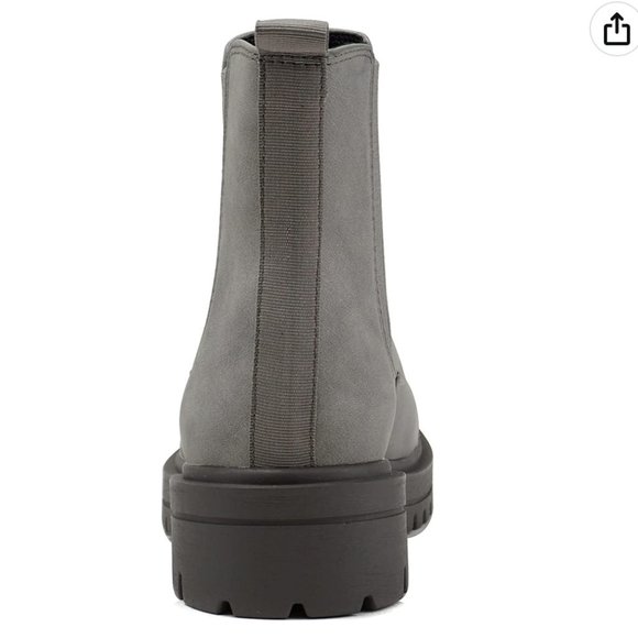 New Women Gray Chelsea Elastic Low Platform Ankle Boots Booties - Picture 4 of 5